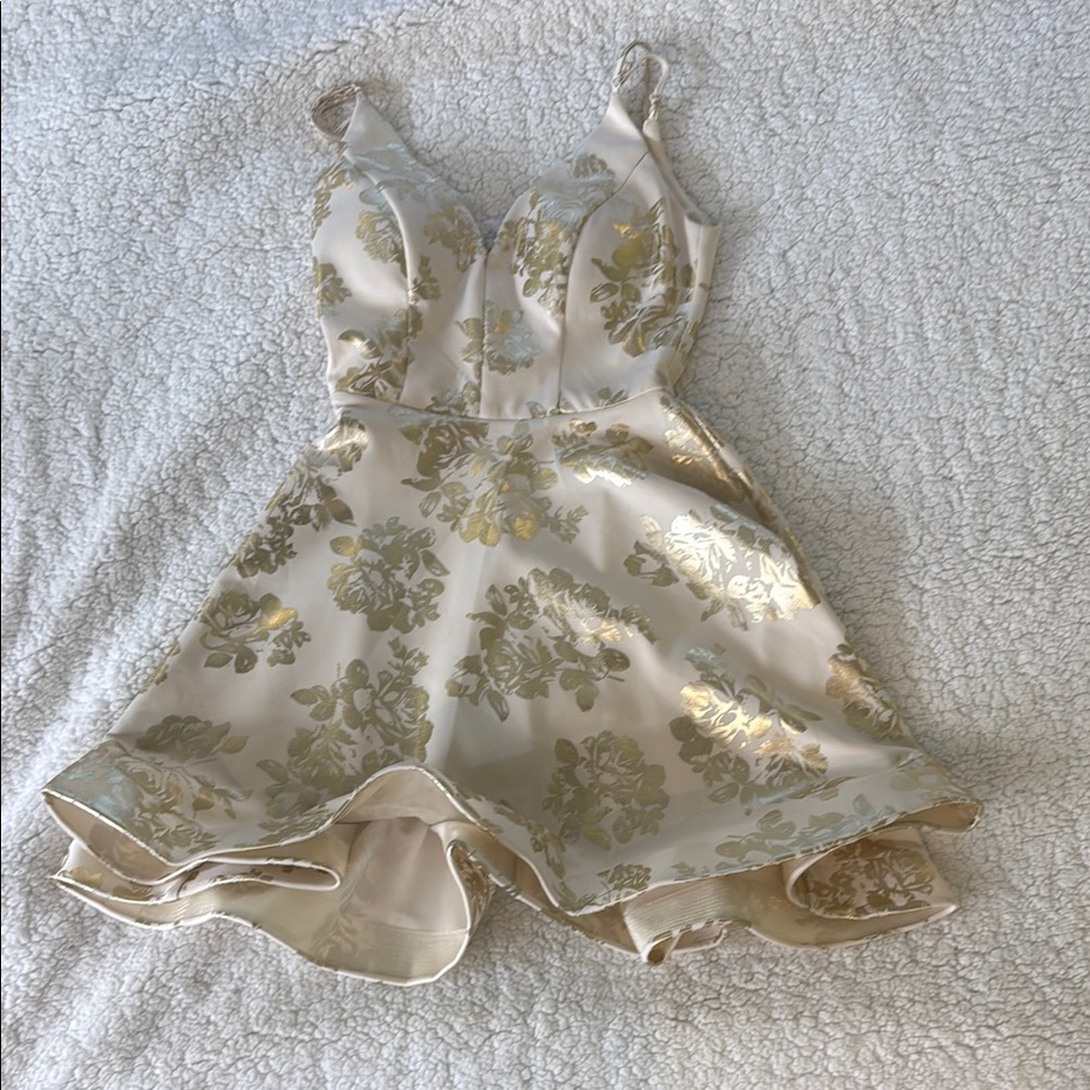 Floral Gold and Cream Dress